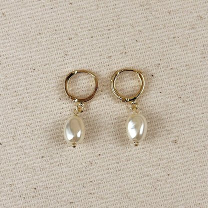 Coastal Pearl Hoop Earrings