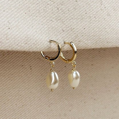 Coastal Pearl Hoop Earrings