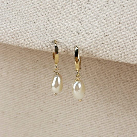 Coastal Pearl Hoop Earrings